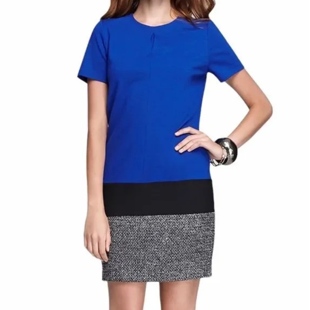 Vince Camuto Color Block Short Sleeve Career Sheath Mini Dress